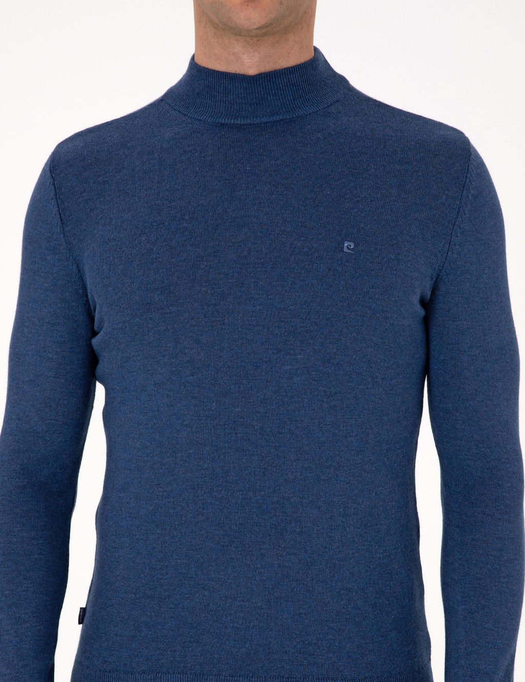 _ndigo Melanj Slim Fit Yar_m Bal_k__ Yaka Basic Triko Kazak