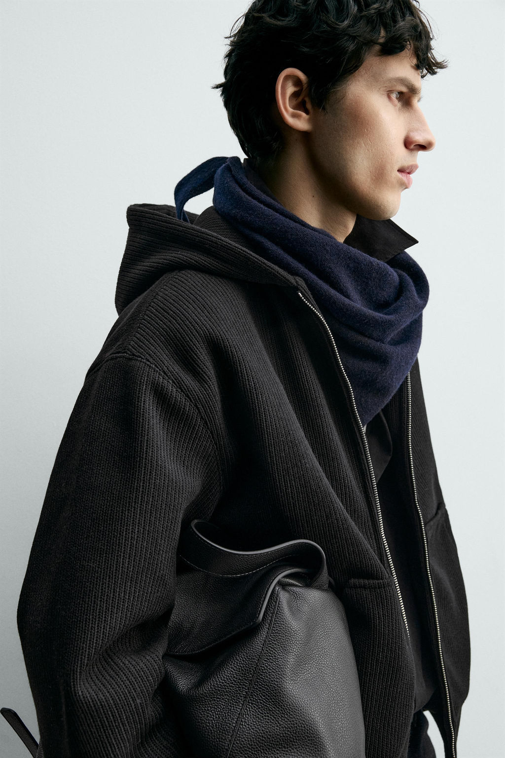 RIB KNIT ZIP-UP HOODIE - Zara фото 5