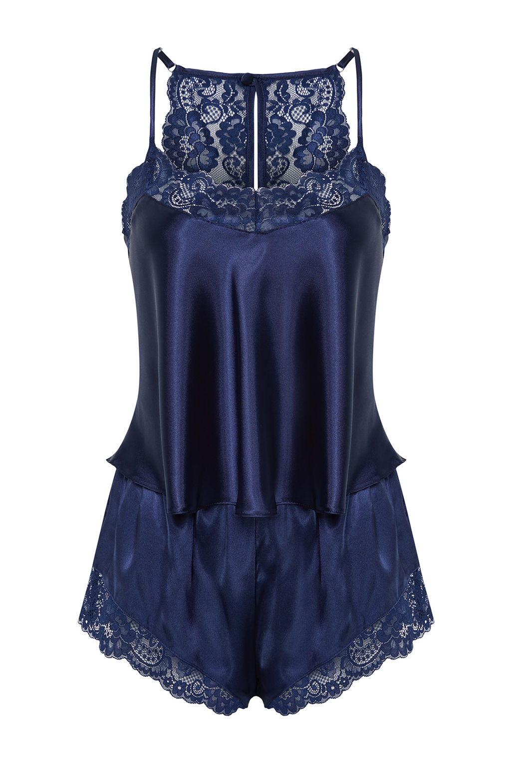 Trendyolmilla Siyah Dantelli Ip Ask?l? Saten Sortlu Dokuma Pijama Tak?m? THMSS22PT0269  фото 48