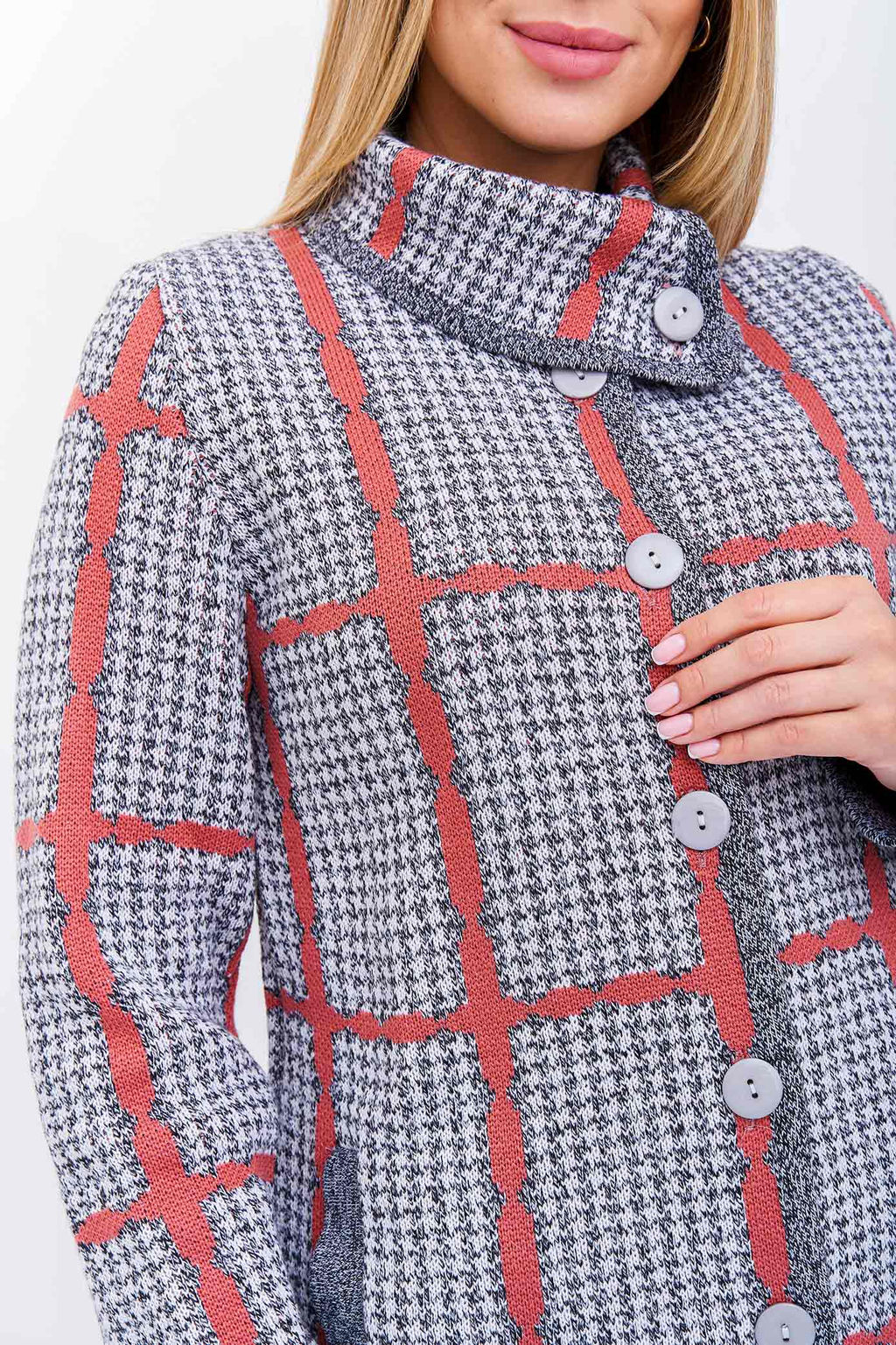 Кардиган К 1377/серо-ягодный микс (1205) - Злата фото 12