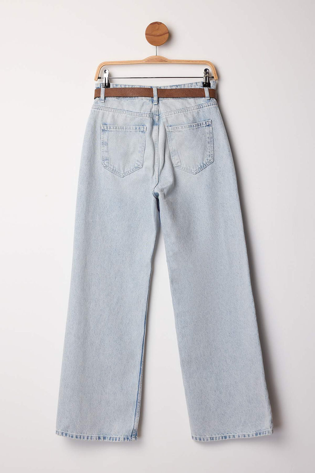 Ac?k Mavi Kemerli Yuksek Bel Wide Leg Palazzo Jeans TWOAW26JE00271 - Trendyolmilla фото 3