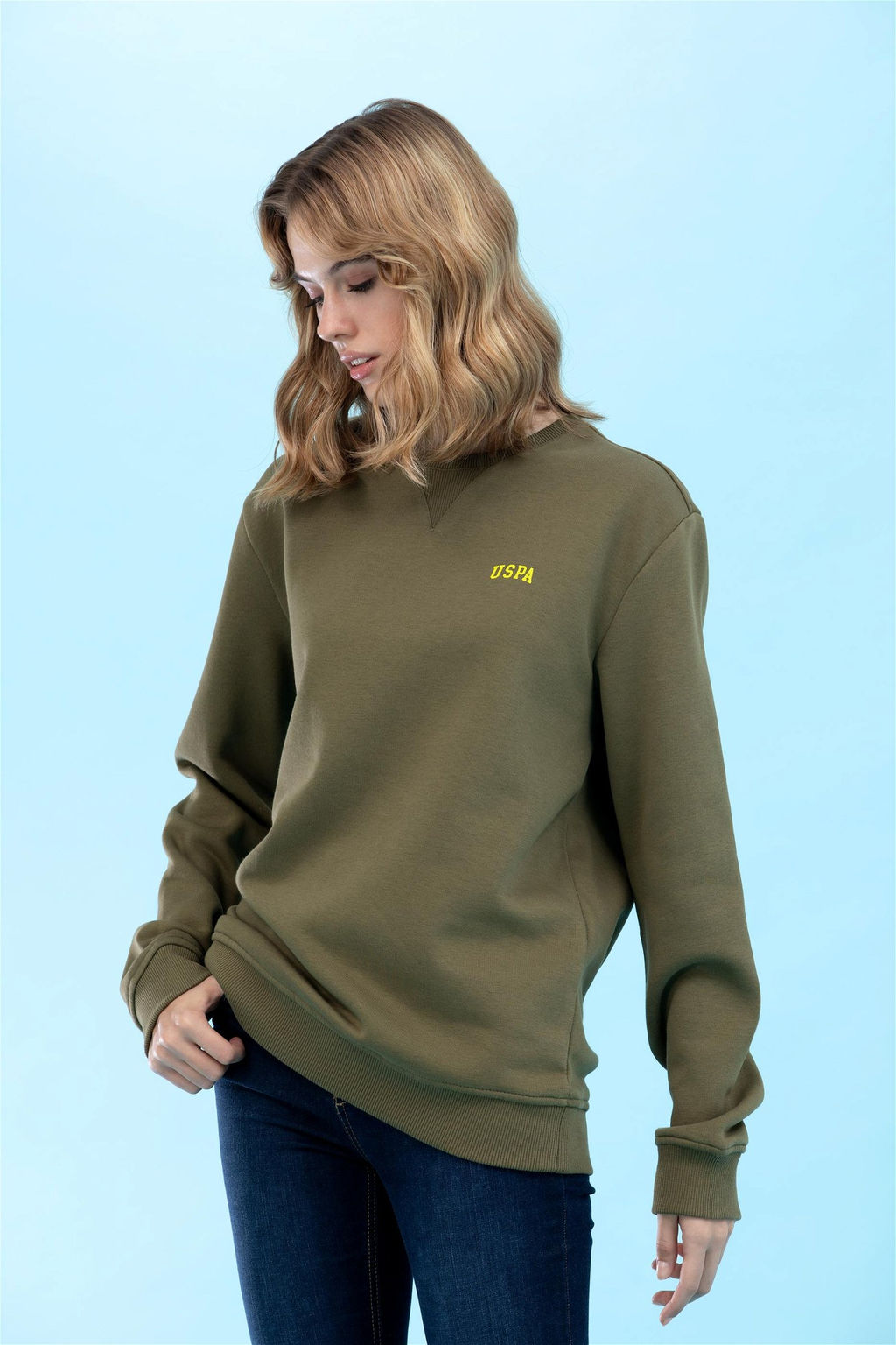 U. S. Polo Assn / Базовый свитшот цвета хаки с круглым вырезом - U.s. polo assn фото 4