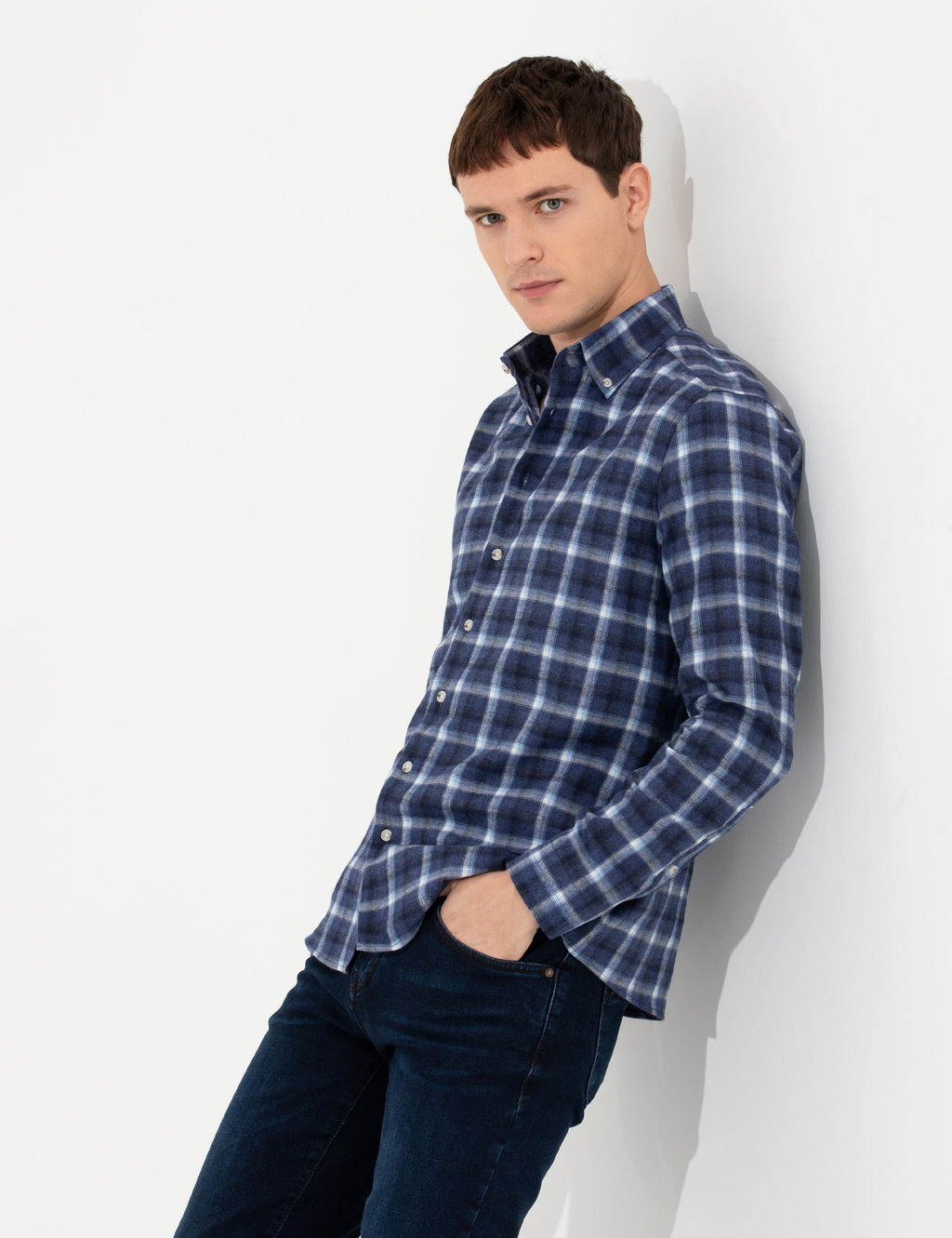 Lacivert Slim Fit Uzun Kollu G_mlek