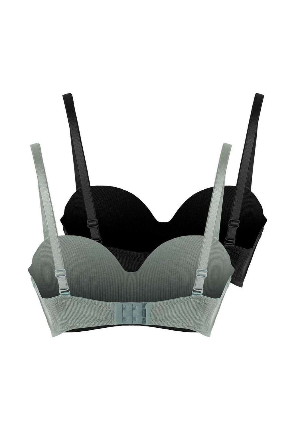 Siyah-Yesil 2li Kaskorse Balenli Duz Sabit Kap Balconette Sutyen THMAW26SU00006 - Trendyolmilla фото 14