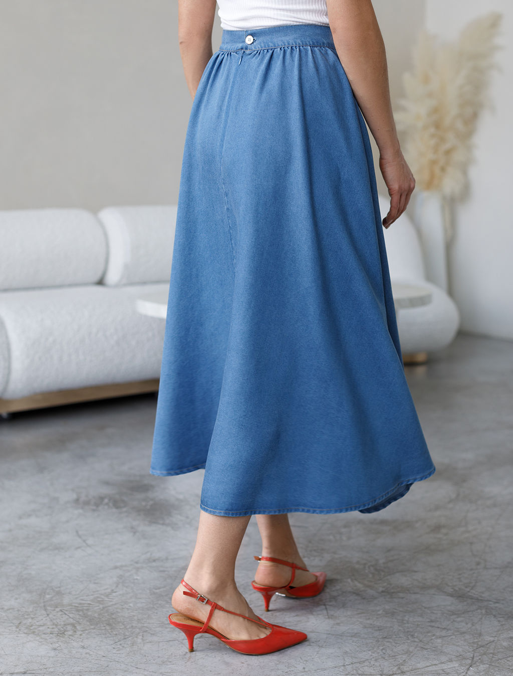 Юбка полусолнце из лиоцелла под деним - Vilatte фото 3