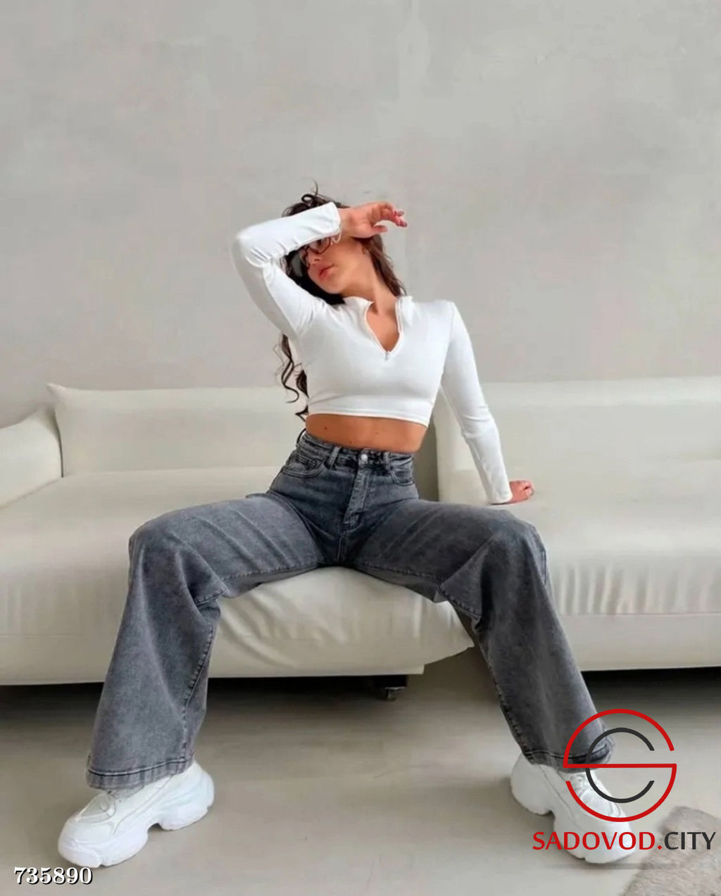 Женские джинсы Трубы с высокой посадкой