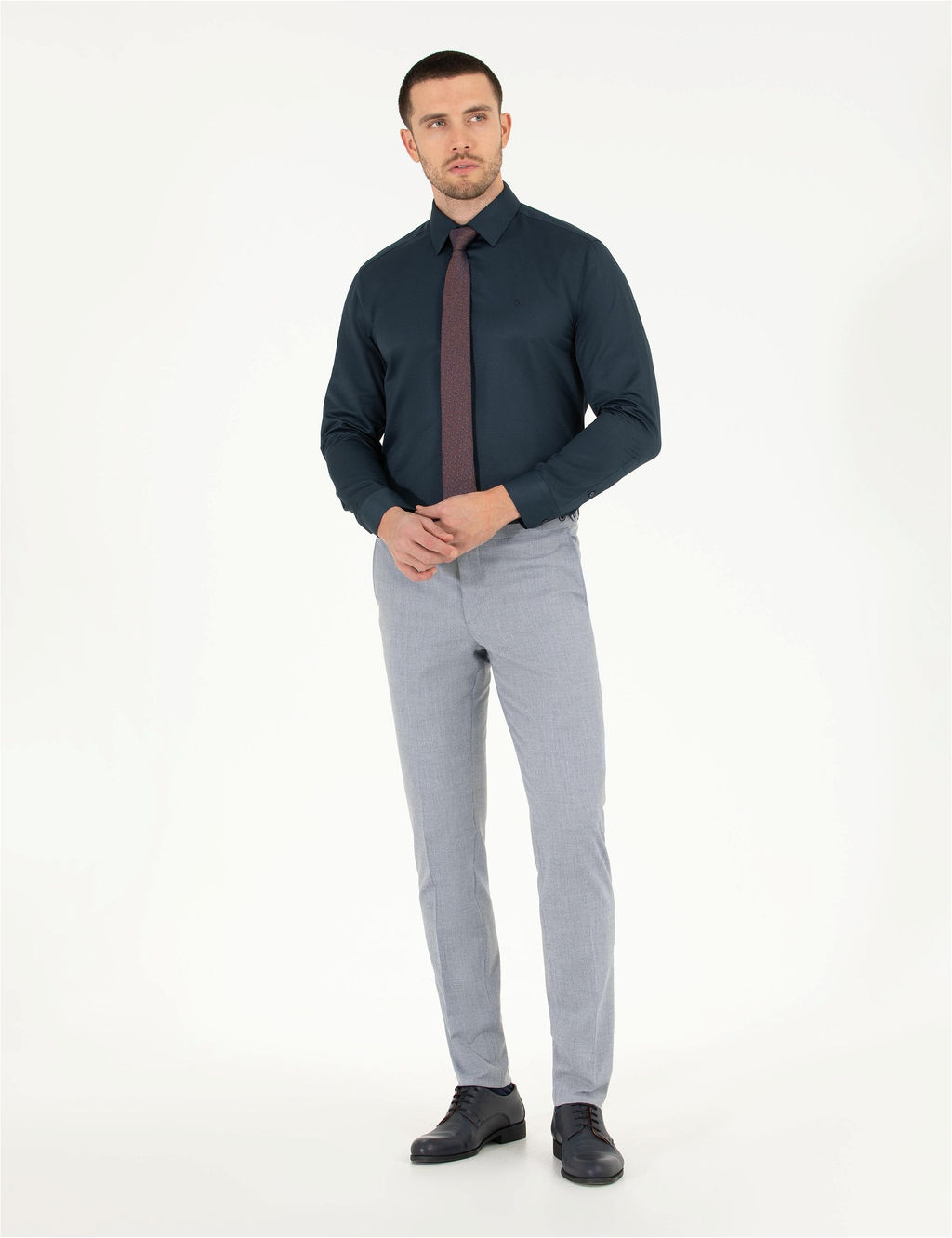 Lacivert Slim Fit Uzun Kollu Klasik G_mlek - Pierre cardin фото 4