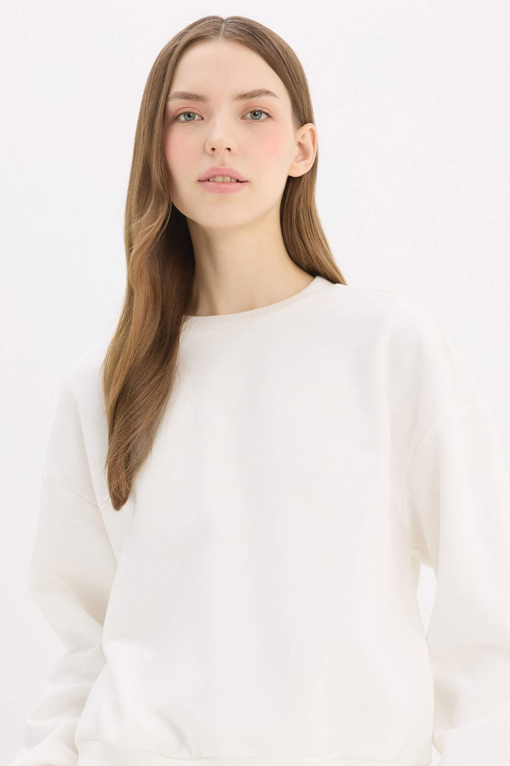 Regular Fit Bisiklet Yaka Kal?n Basic Duz Sweatshirt - Defacto фото 8