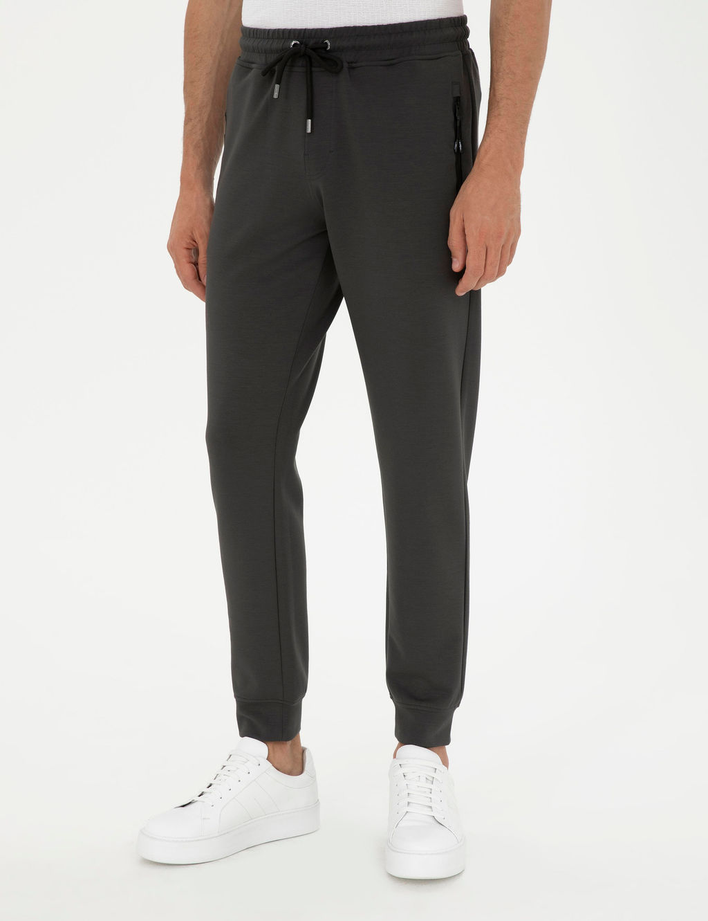 Gri Slim Fit Lastik Pa_al_ E_ofman Alt_