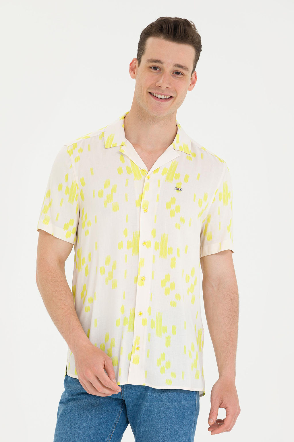 U. S. Polo Assn Мужская рубашка с коротким рукавом цвета экрю - U.s. polo assn фото 4