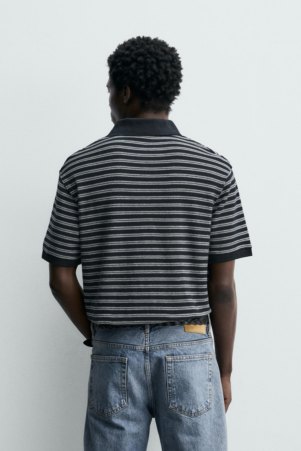 POLO REGULAR FIT JACQUARD RAYAS / Marino / Blanco - Zara фото 3