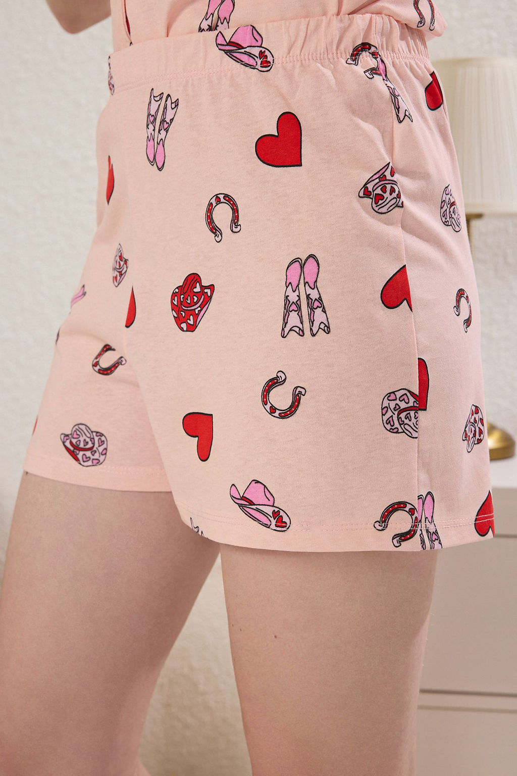 Trendyolmilla Pembe %100 Pamuklu Kalpli Sortlu Orme Pijama Tak?m? THMSS25PT00298  фото 4