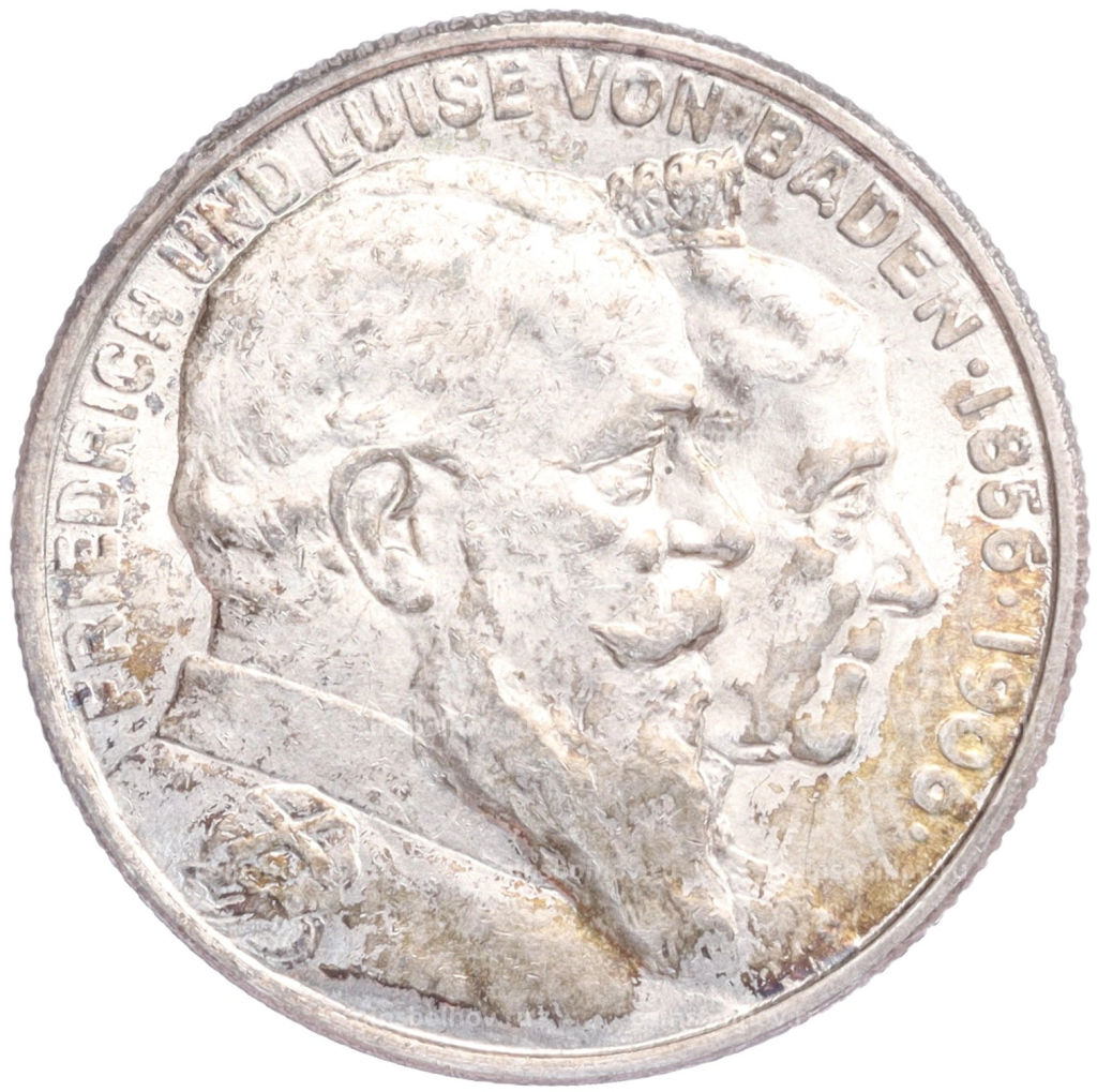 2 марки 1906 года Германия (Баден) 50 лет свадьбе Фридриха I и Луизы Прусской