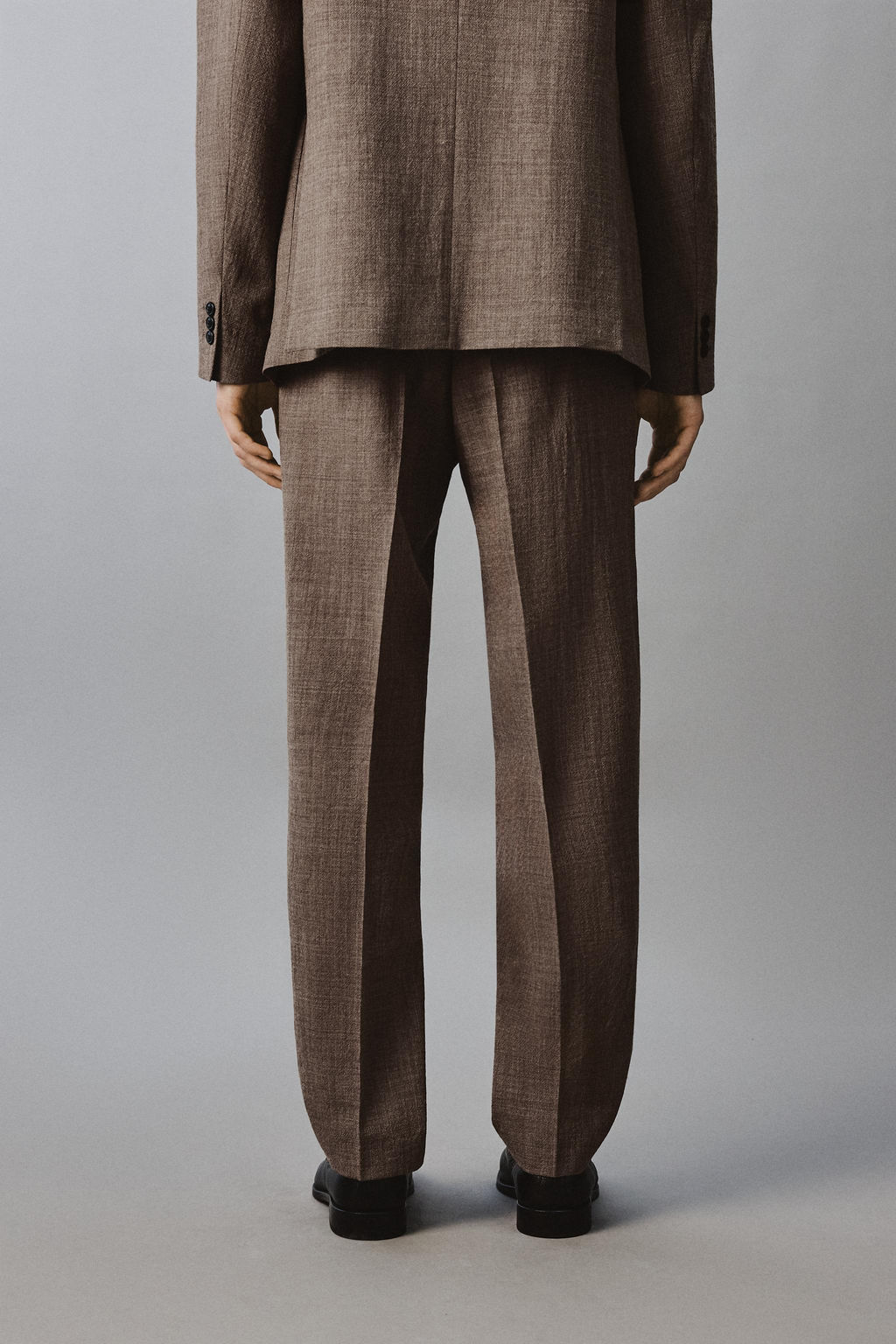 PANTAL?N TRAJE ESTRUCTURA 100% LANA / Marr?n vigor?