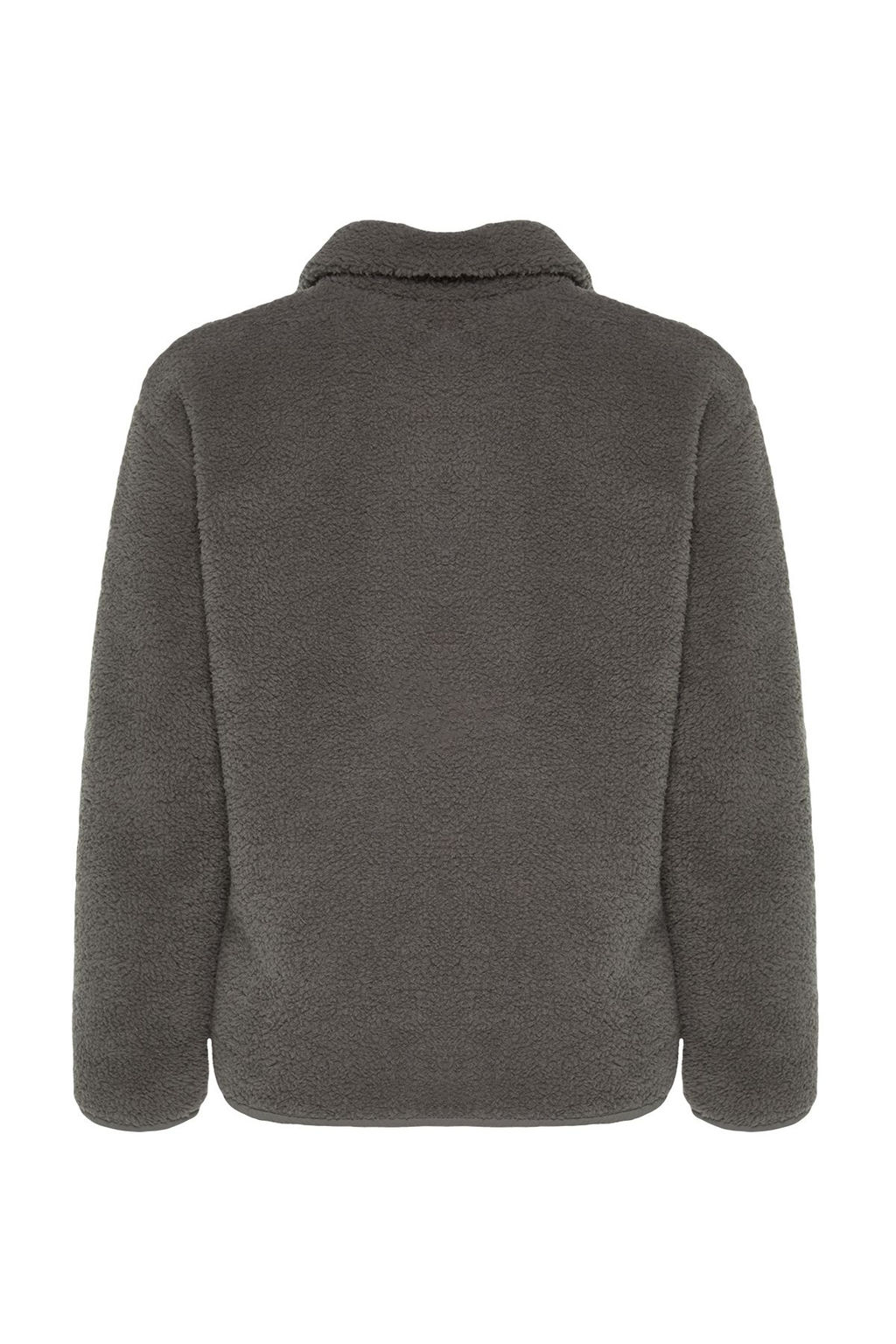 Winter Essentials Antrasit Kal?n Polar Fermuarl? Dik Yaka Cepli Orme Sweatshirt TWOAW24SW00071