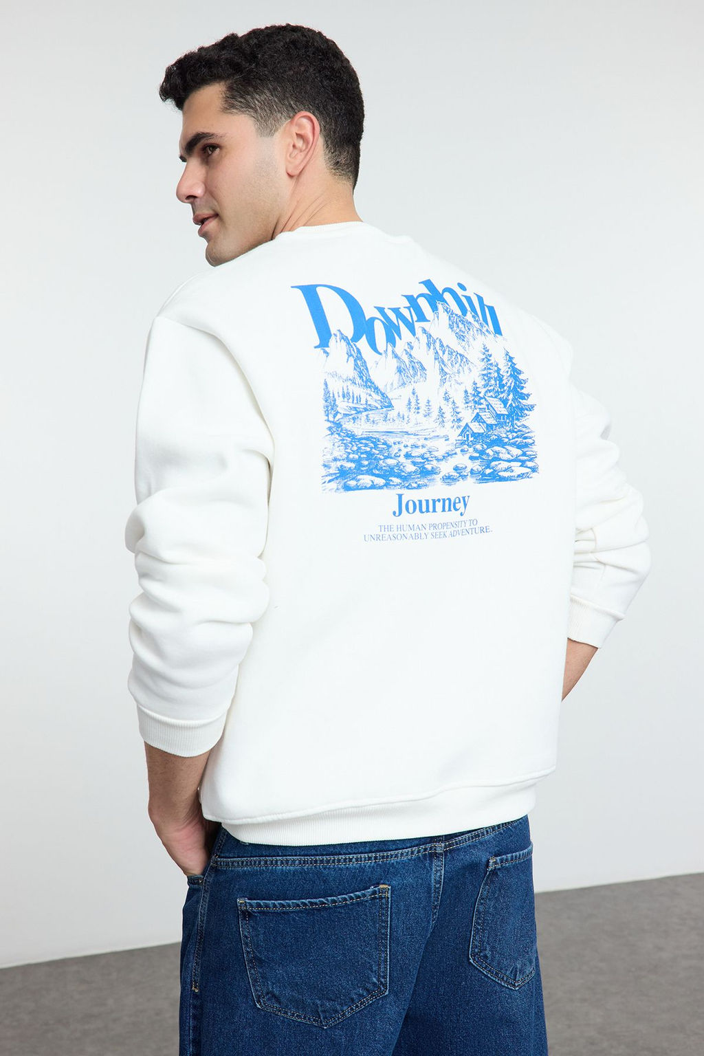 Antrasit Oversize/Genis Kesim Onu Nak?sl? Arkas? Bask?l? Ici Polarl? Sweatshirt TMNAW25SW00014 - Trendyolmilla фото 9
