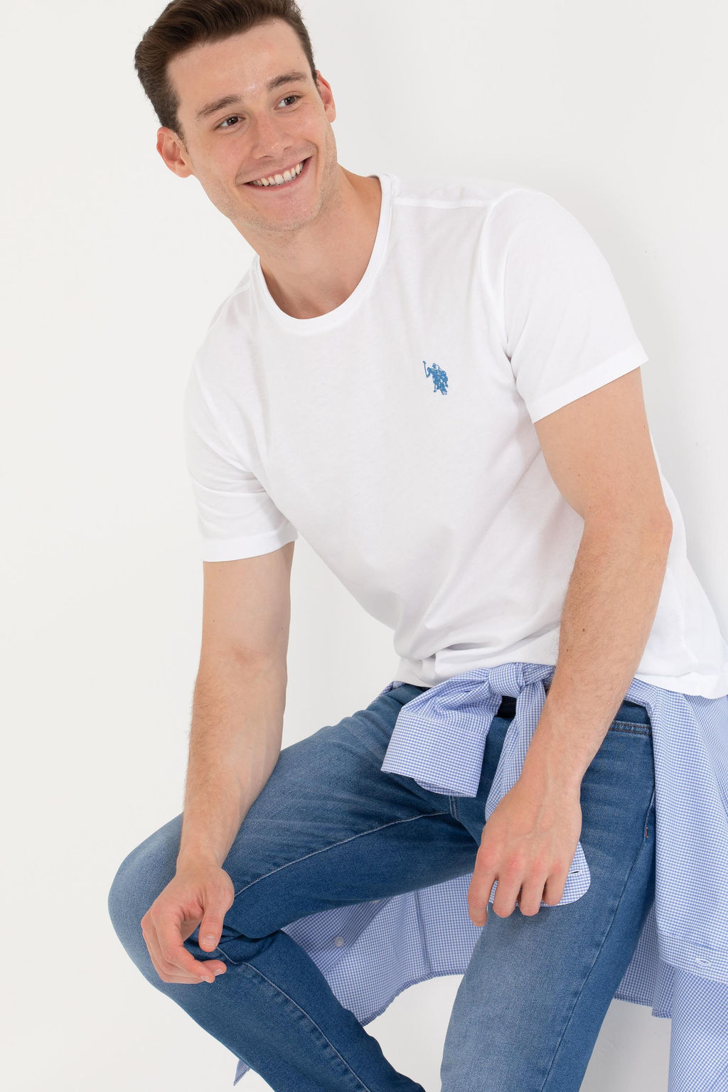 Erkek Beyaz Bisiklet Yaka Ti__rt