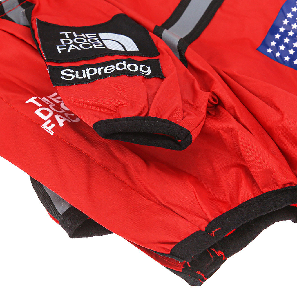 Пэт тойс (Pet toys) Одежда для собаки Комбинезон The dog face прозрачный ПВХ капюшон, с принтом, на липучке, светоотражающие полоски, р-р L, длина спинки 34см/обхват груди 56см/обхват шеи 36см, цвет-красный, плащевка (Китай) - Домашняя мода фото 5