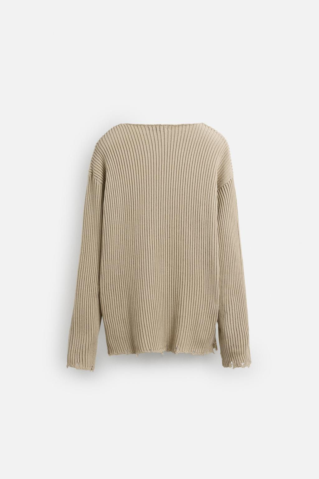 RIBBED SWEATER WITH RIPPED FINISH - Zara фото 8