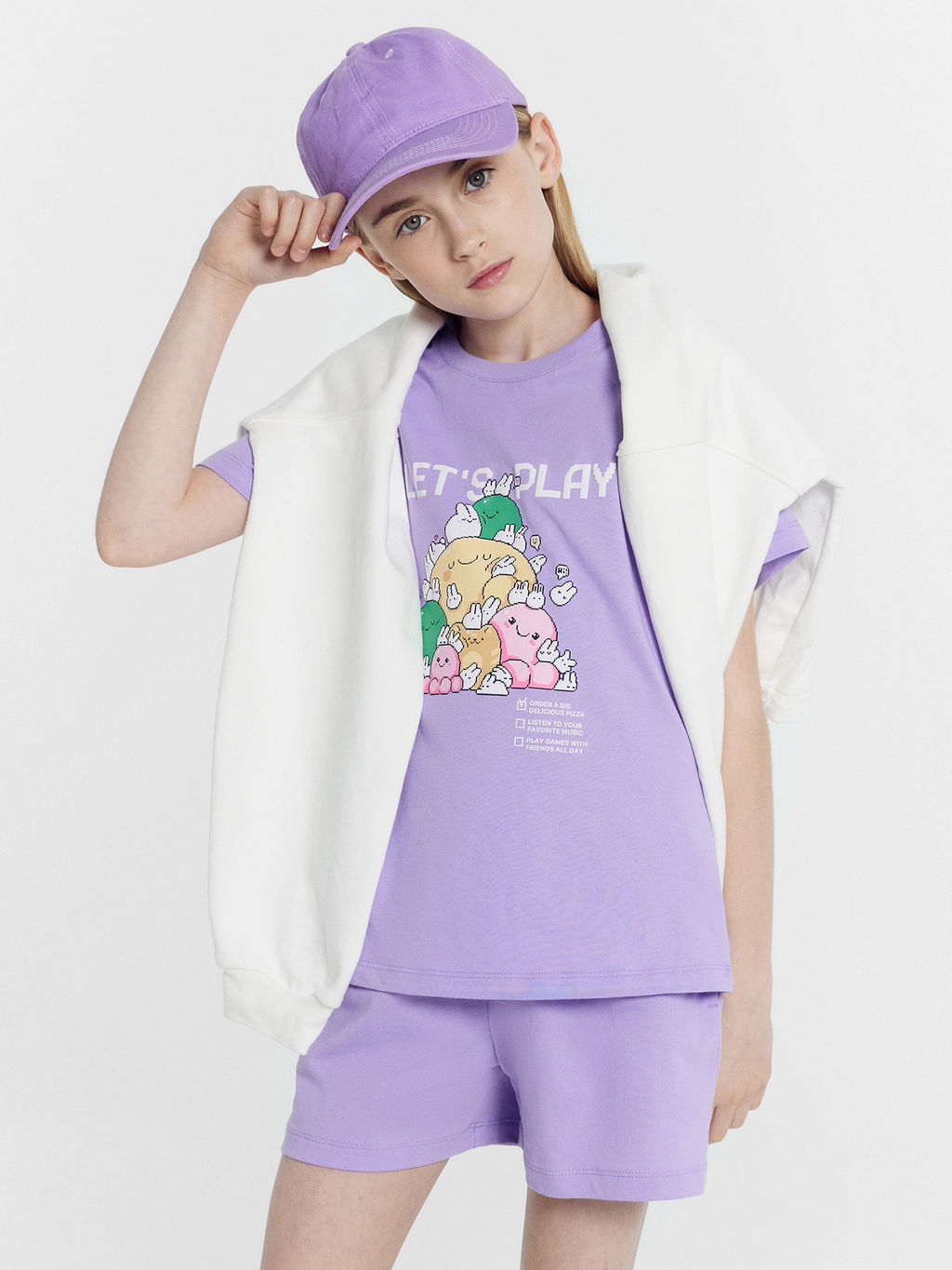 Футболка для девочек фиолетовая с печатью