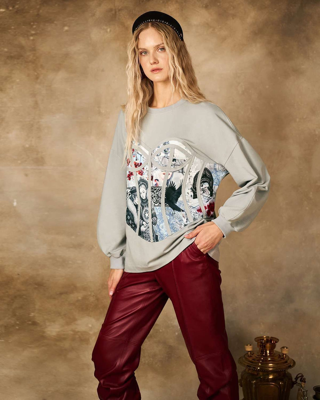 Свитшот с принтованным корсетом 95% хлопок, 5% лайкра - Sahar art lab фото 8