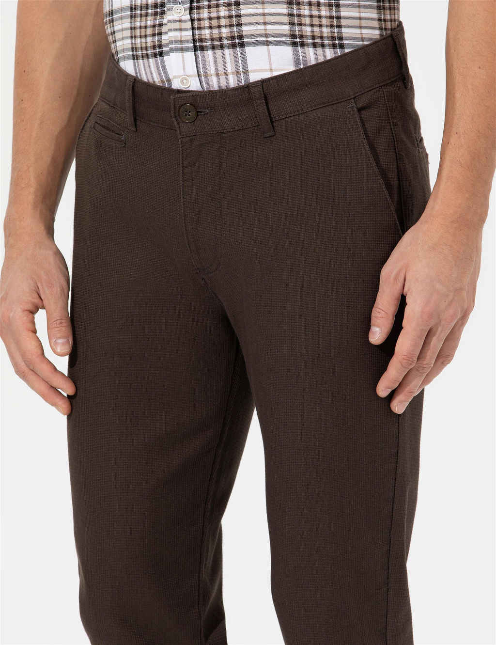 Kahverengi Slim Fit Kanvas Pantolon