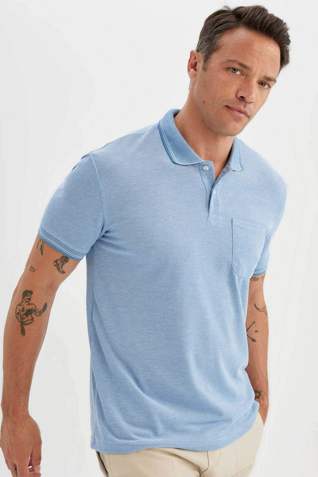 New Regular Fit K?sa Kollu Basic Duz Polo Tisort - Defacto фото 10