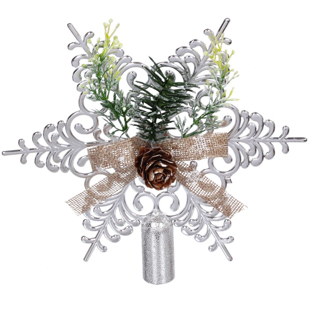 Цена за 2 шт. Звезда на ёлку 19*19 см "Хвойная", Серебро