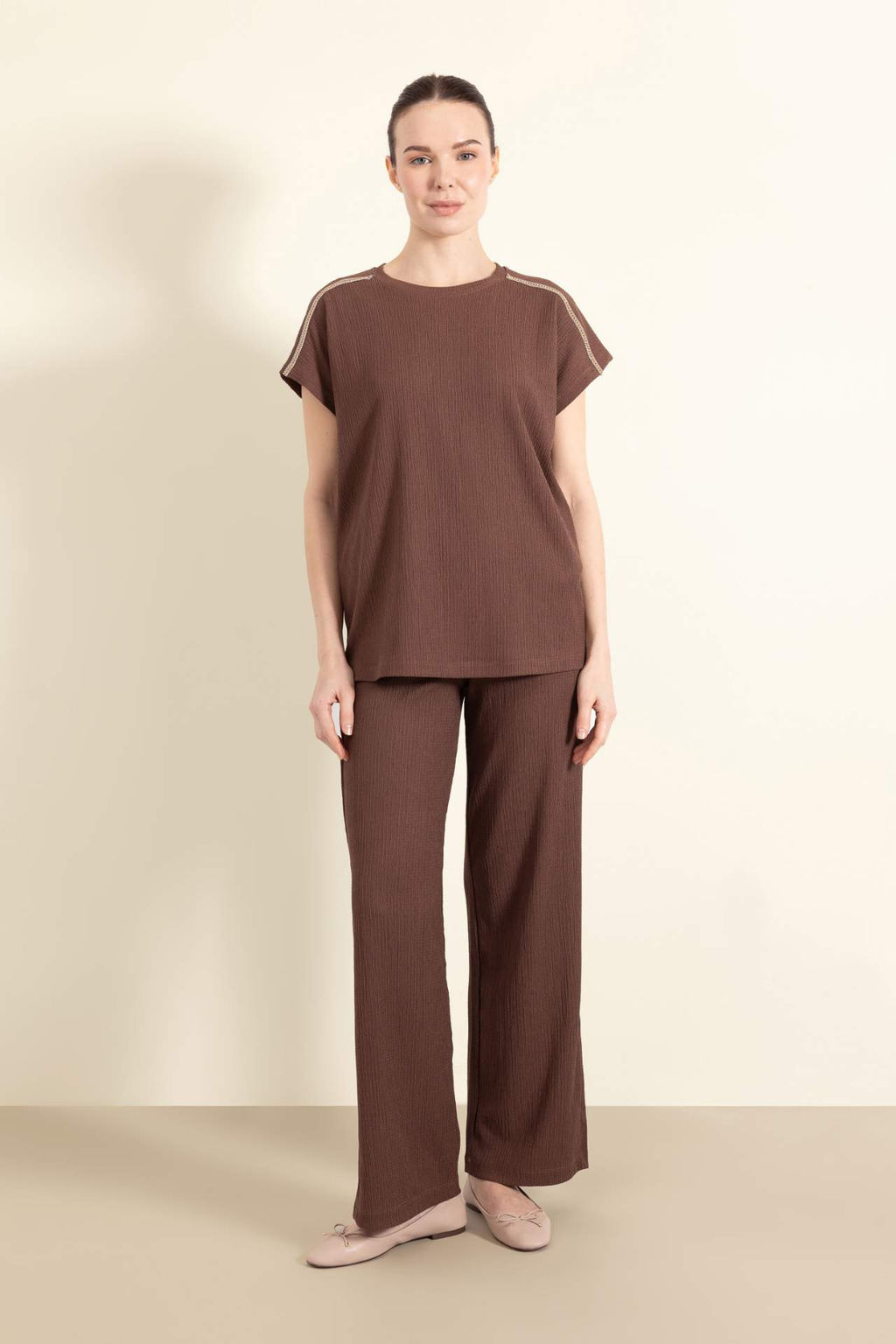 Burumcuk Pantolon Wide Leg Genis Bol Paca Esnek Belli - Defacto фото 8