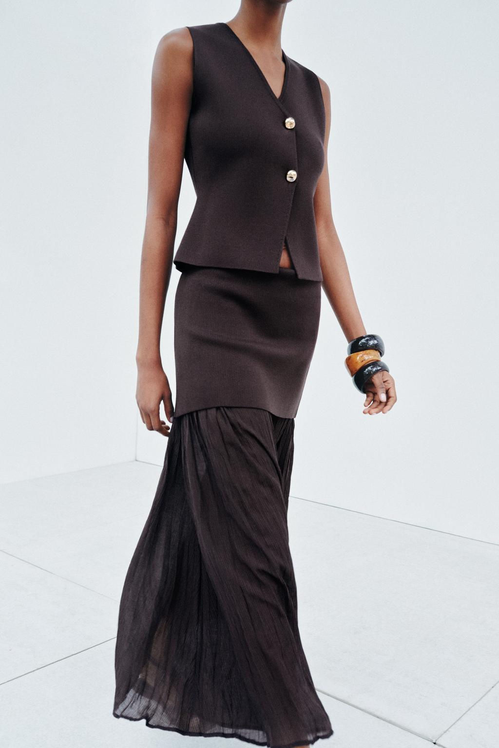 COMBINED PLEATED KNIT SKIRT - Zara фото 24