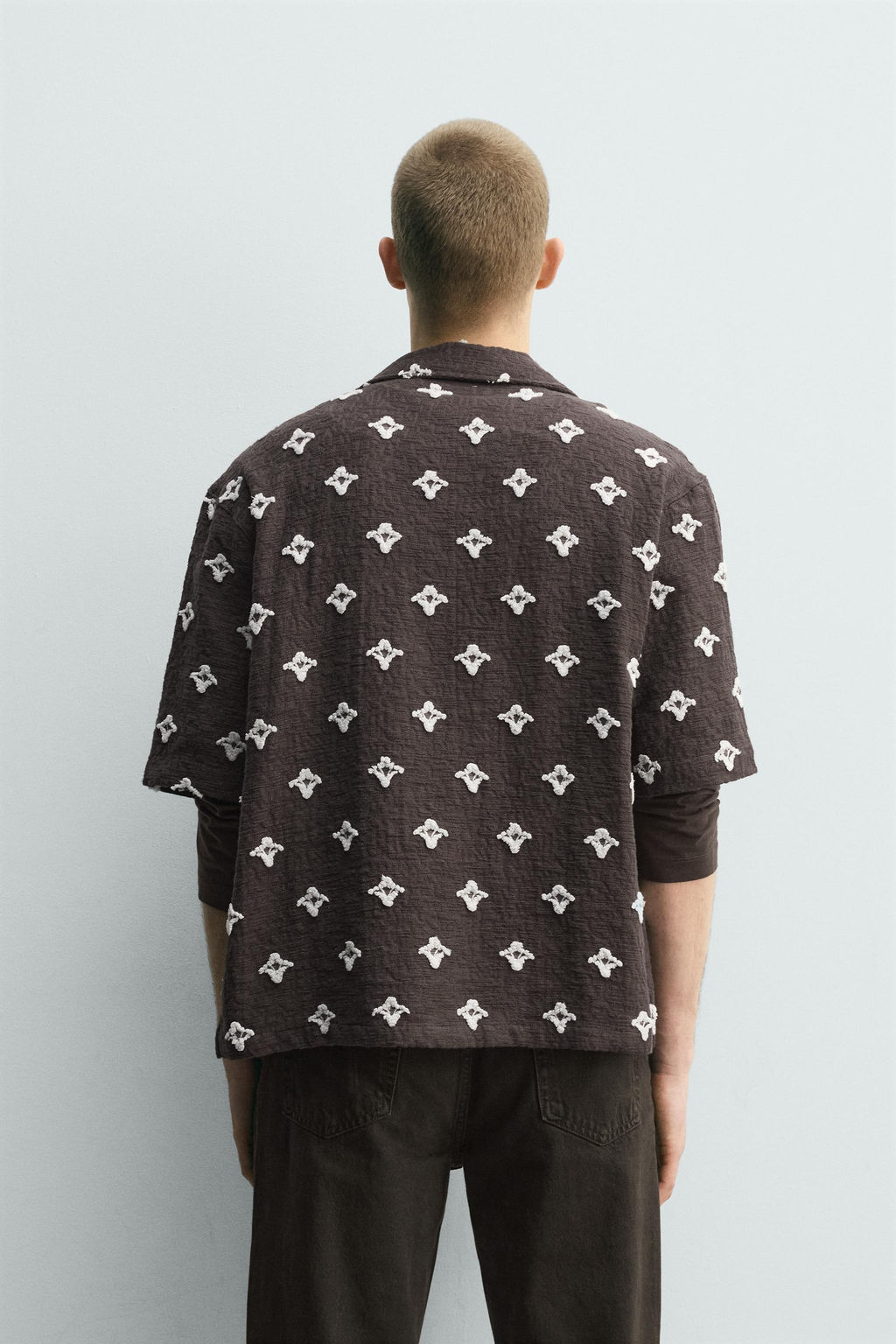 CAMISA JACQUARD TEXTURA / Marr?n / Topo - Zara фото 3