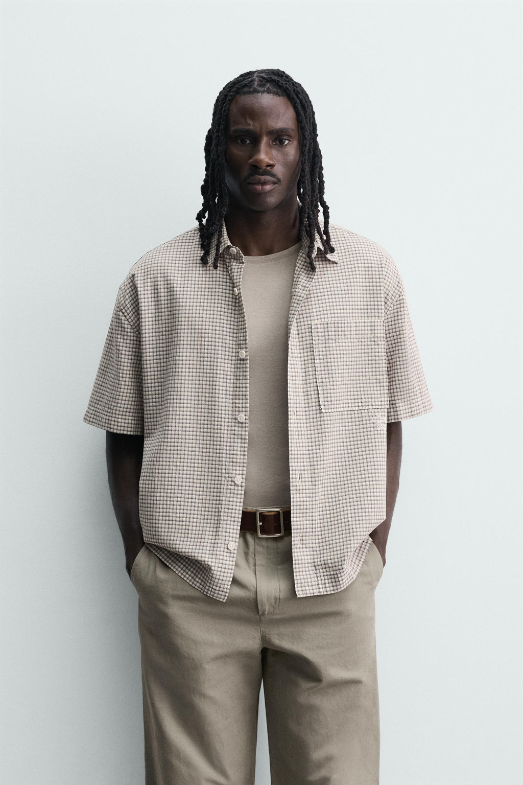 CAMISA RELAXED FIT CUADROS TEXTO / Azul - Zara фото 2