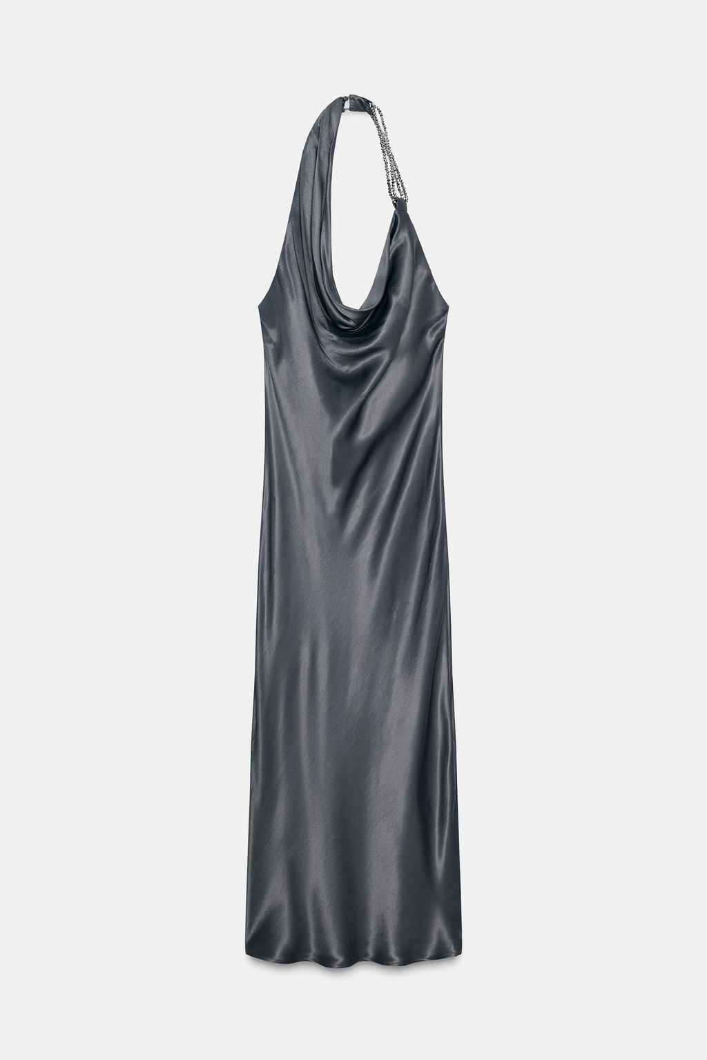 ASYMMETRIC BEADED SATIN MIDI DRESS - Zara фото 8