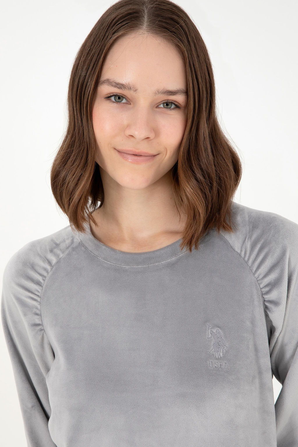 Женский пижамный комплект серого меланжевого цвета - U.s. polo assn фото 2