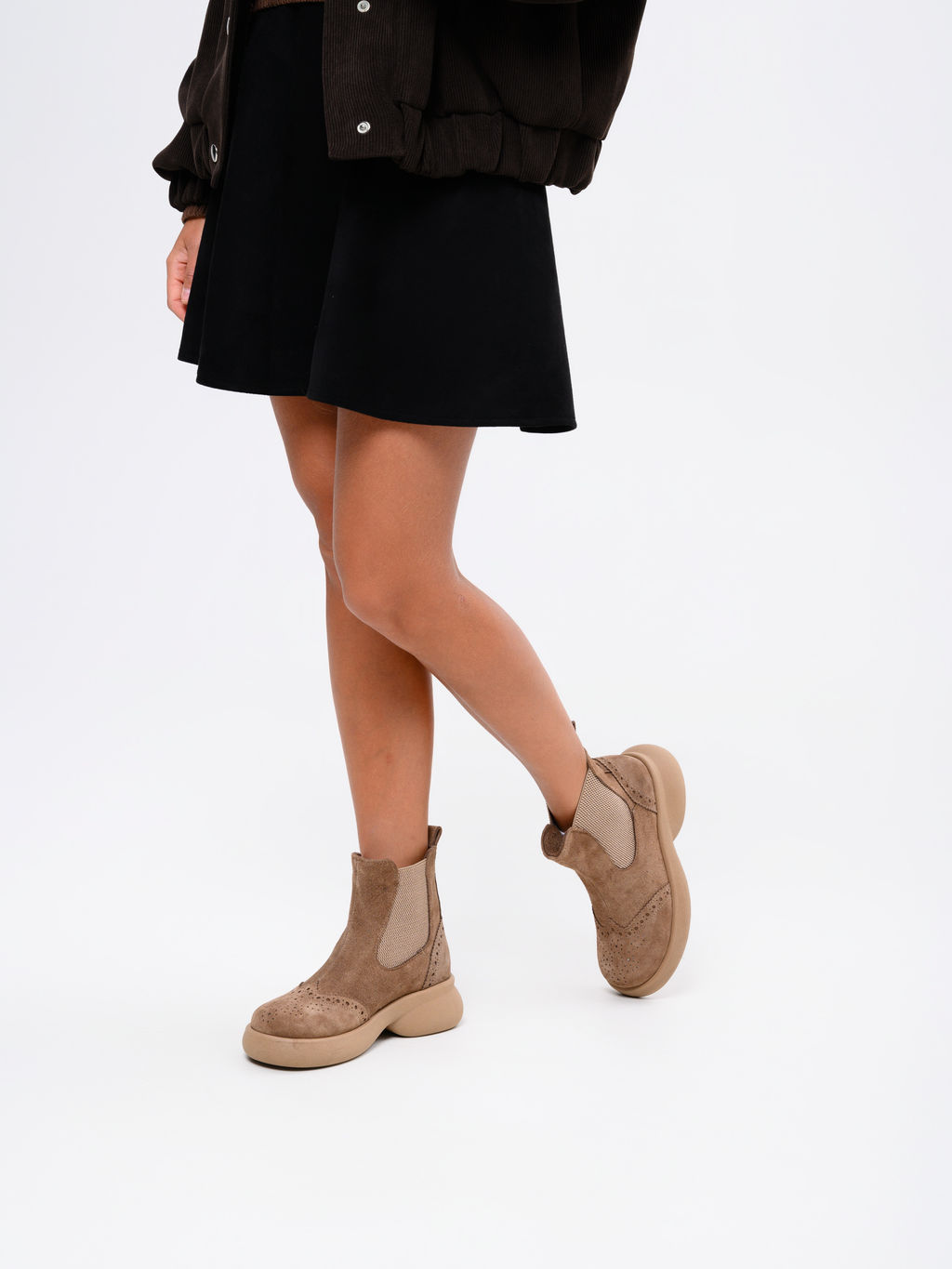 Челси EDART 332.927ka.Серо-коричневая замша/байка