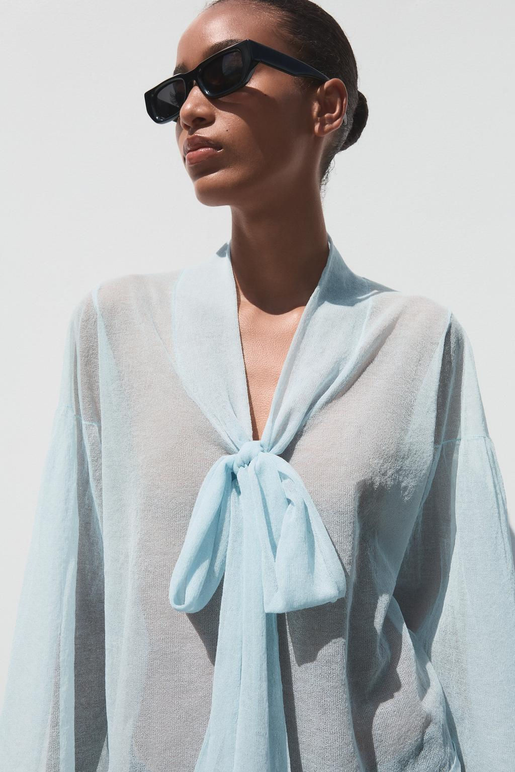 SEMI-SHEER KNITTED BLOUSE - Zara фото 3