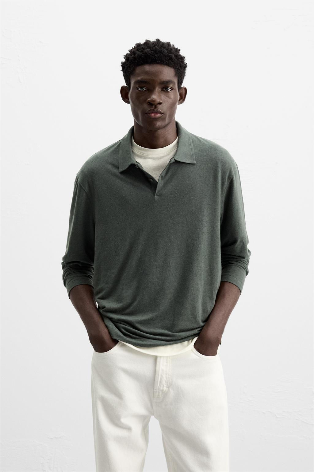LINEN BLEND POLO SHIRT - Zara фото 2