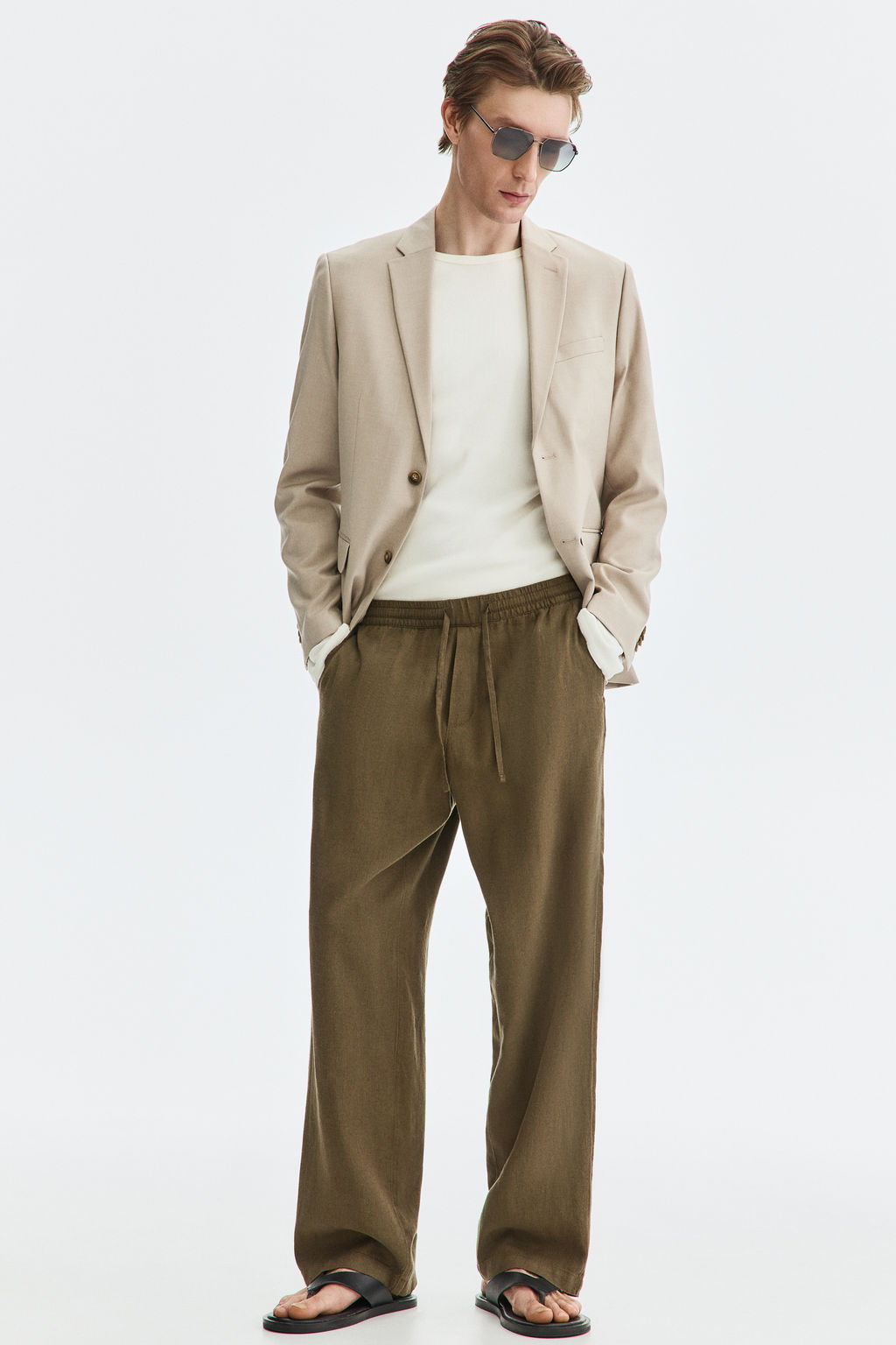 Pantal?n en mezcla de lino Relaxed Fit - H&m фото 7