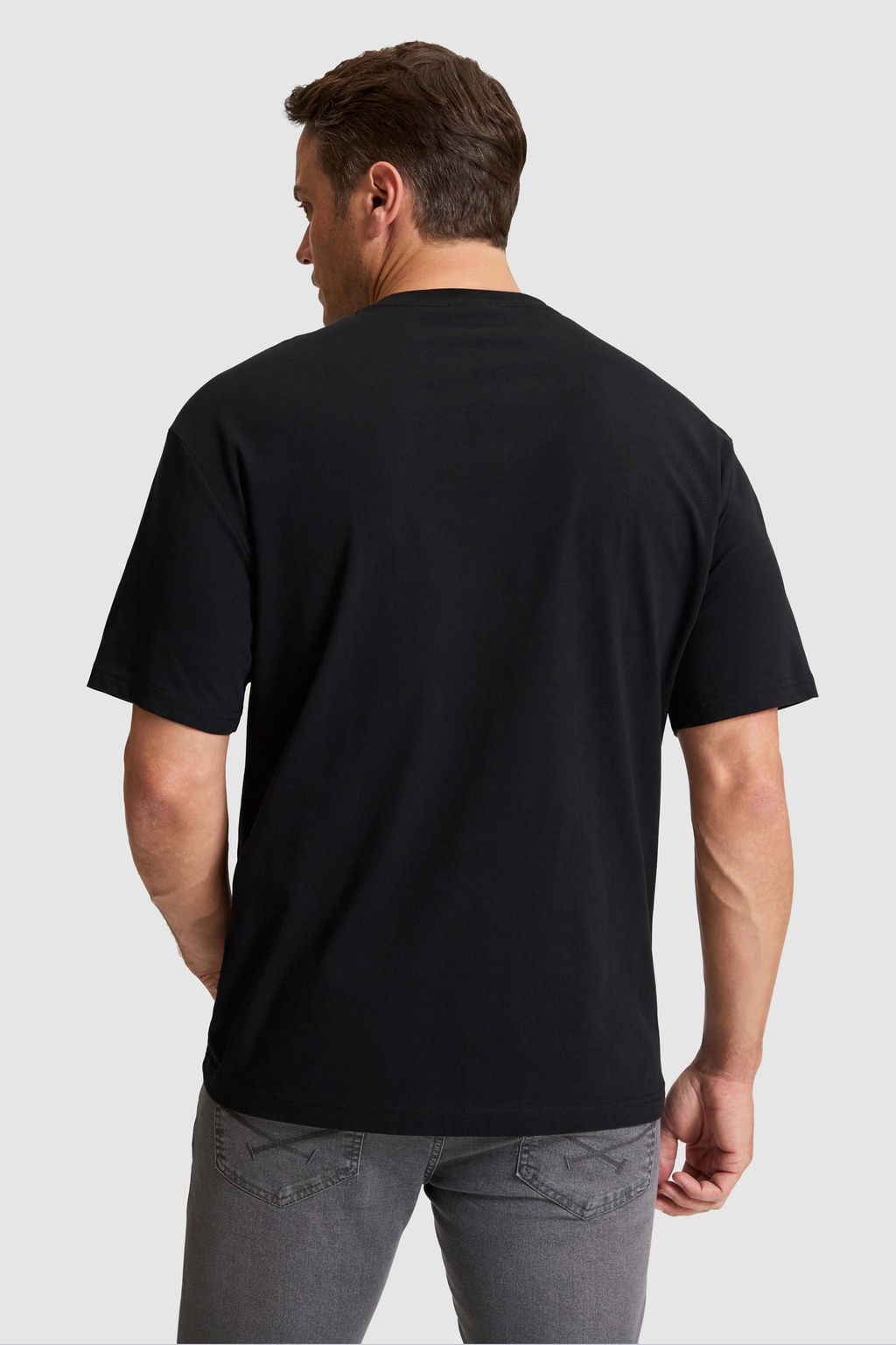 Erkek Siyah Comfort Fit Bisiklet Yaka Basic Ti__rt