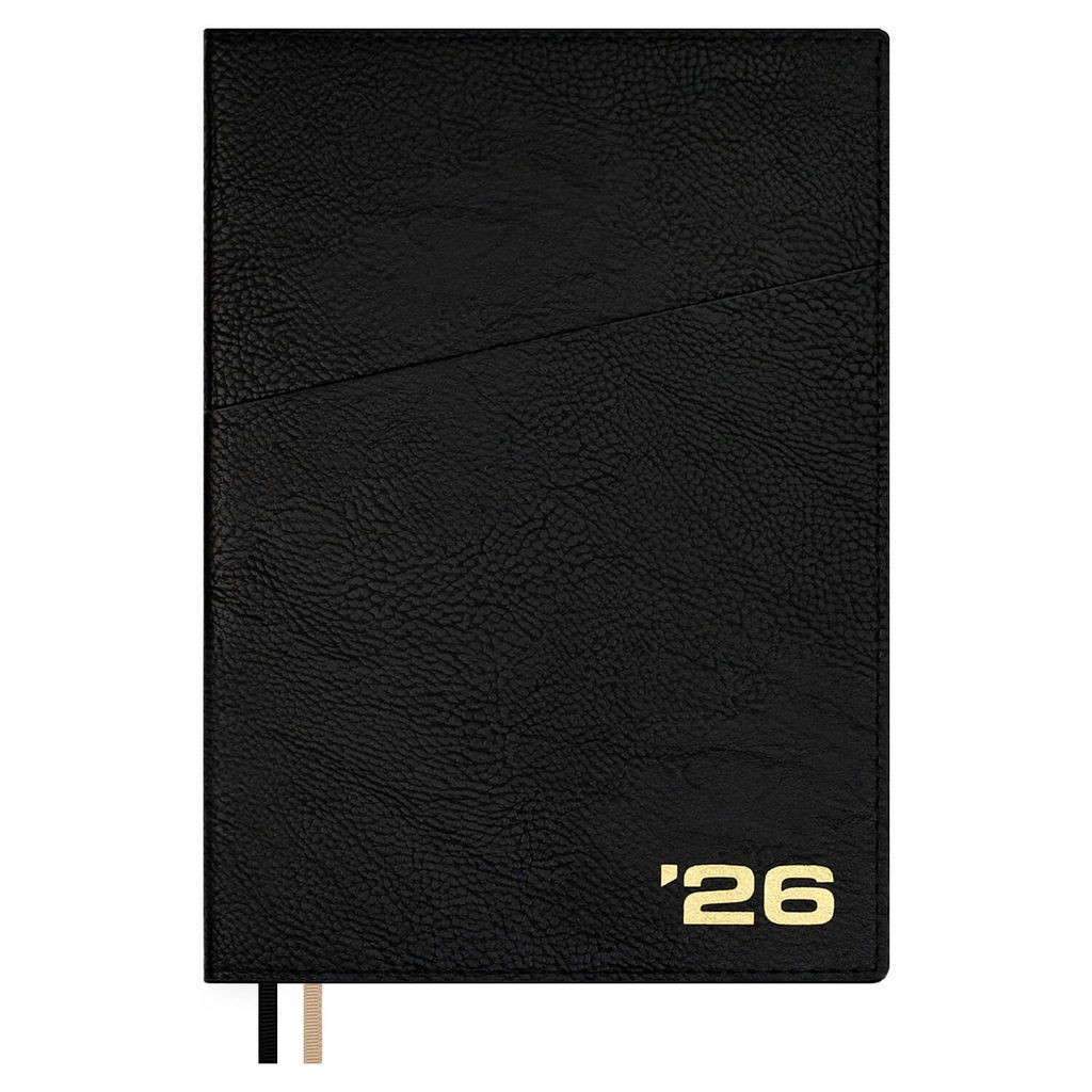 Ежедневник датированный 2026 ESCALADA, А5+, 176 л., арт. 70208/ 10 ШЕВРЕТ ЧЁРНЫЙ (кожзам: 175x245 мм