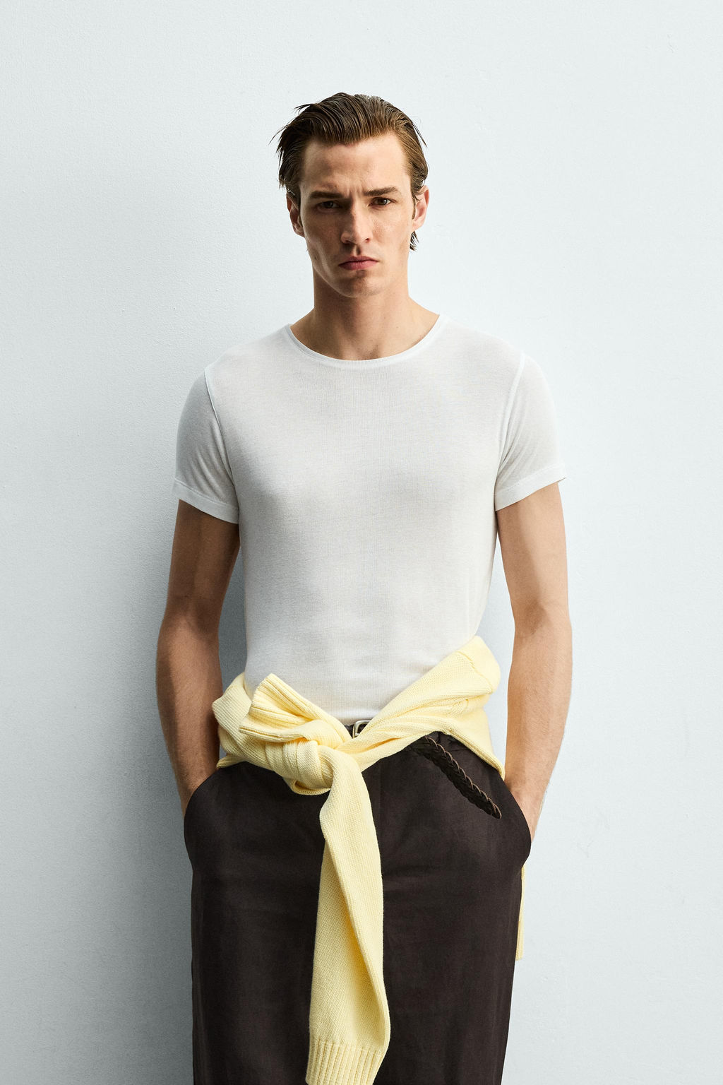 CAMISETA SLIM FIT ESTRUCTURA VISCOSA / Blanco - Zara фото 2