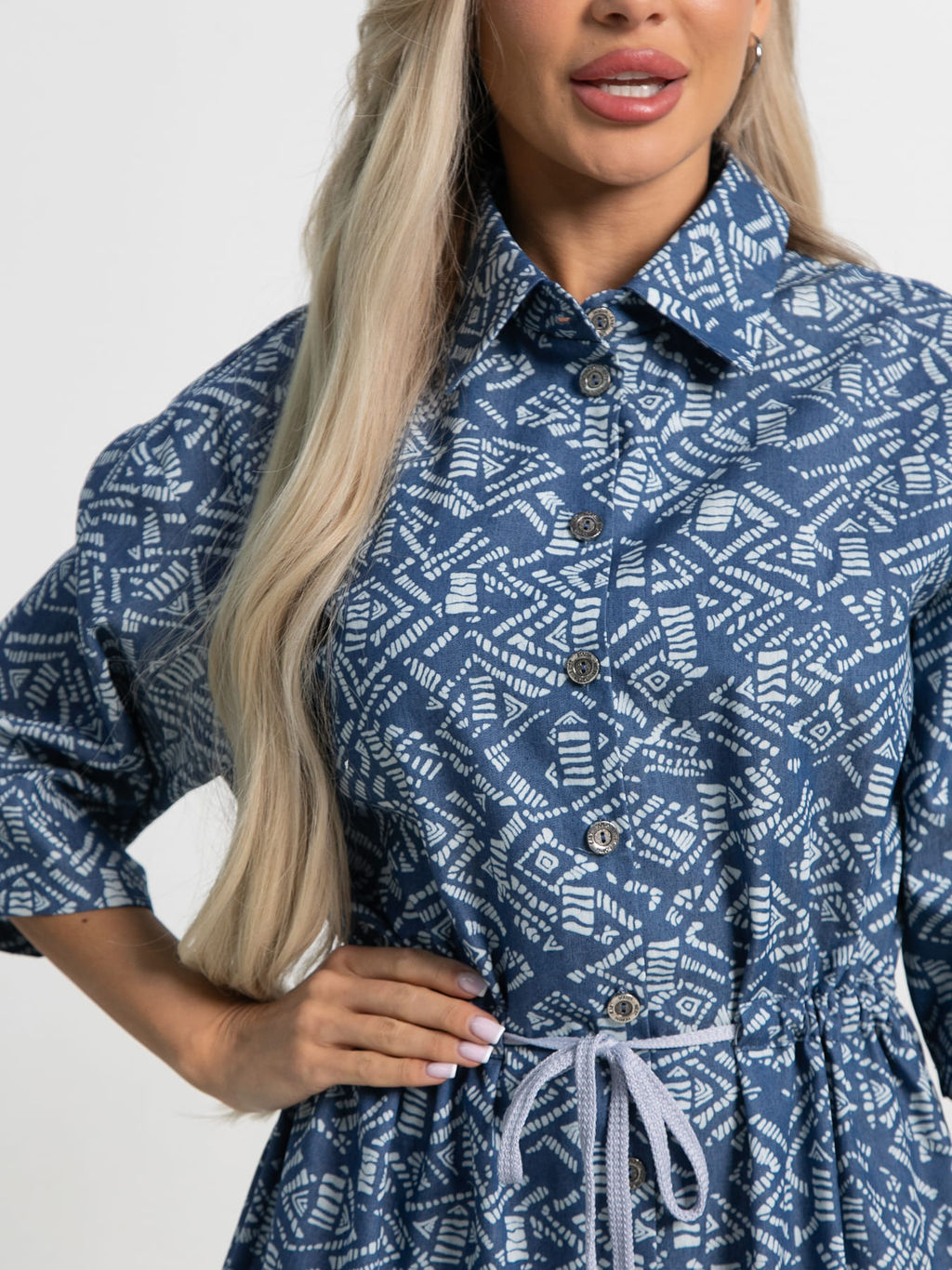 Платье хлопковое Стоун (синее) П15450-4М