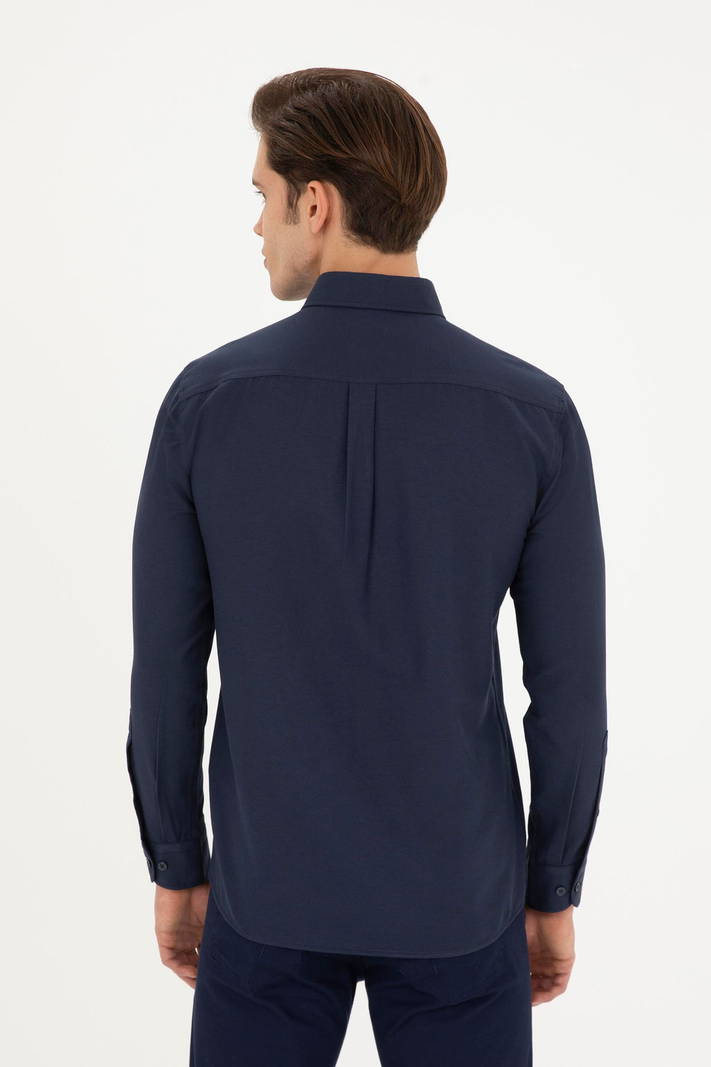 Мужская темно-синяя базовая рубашка с длинным рукавом - U.s. polo assn фото 12