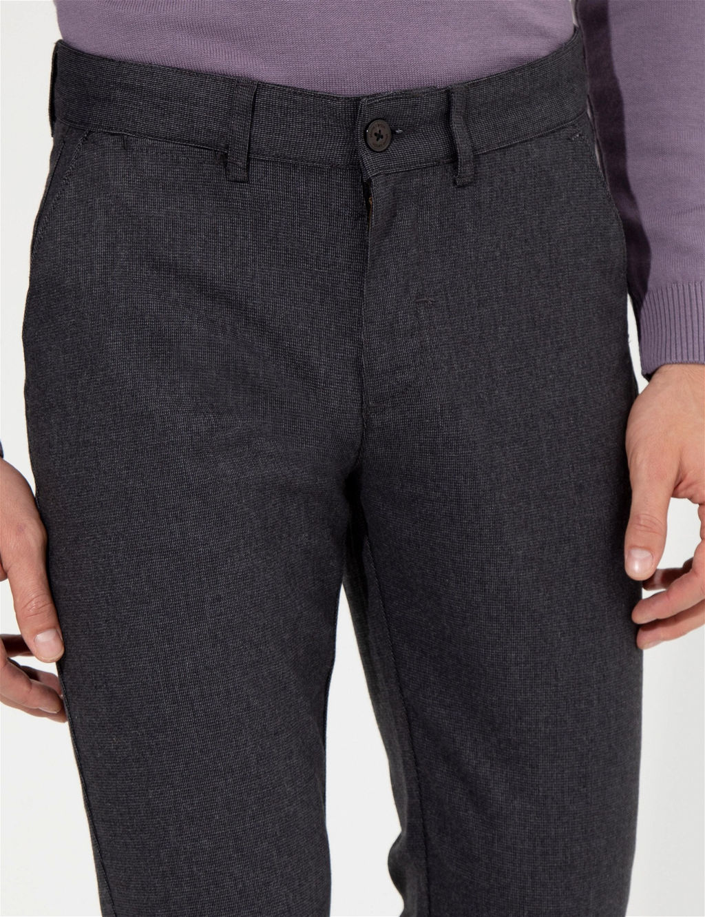 Koyu Gri Slim Fit Kanvas Pantolon