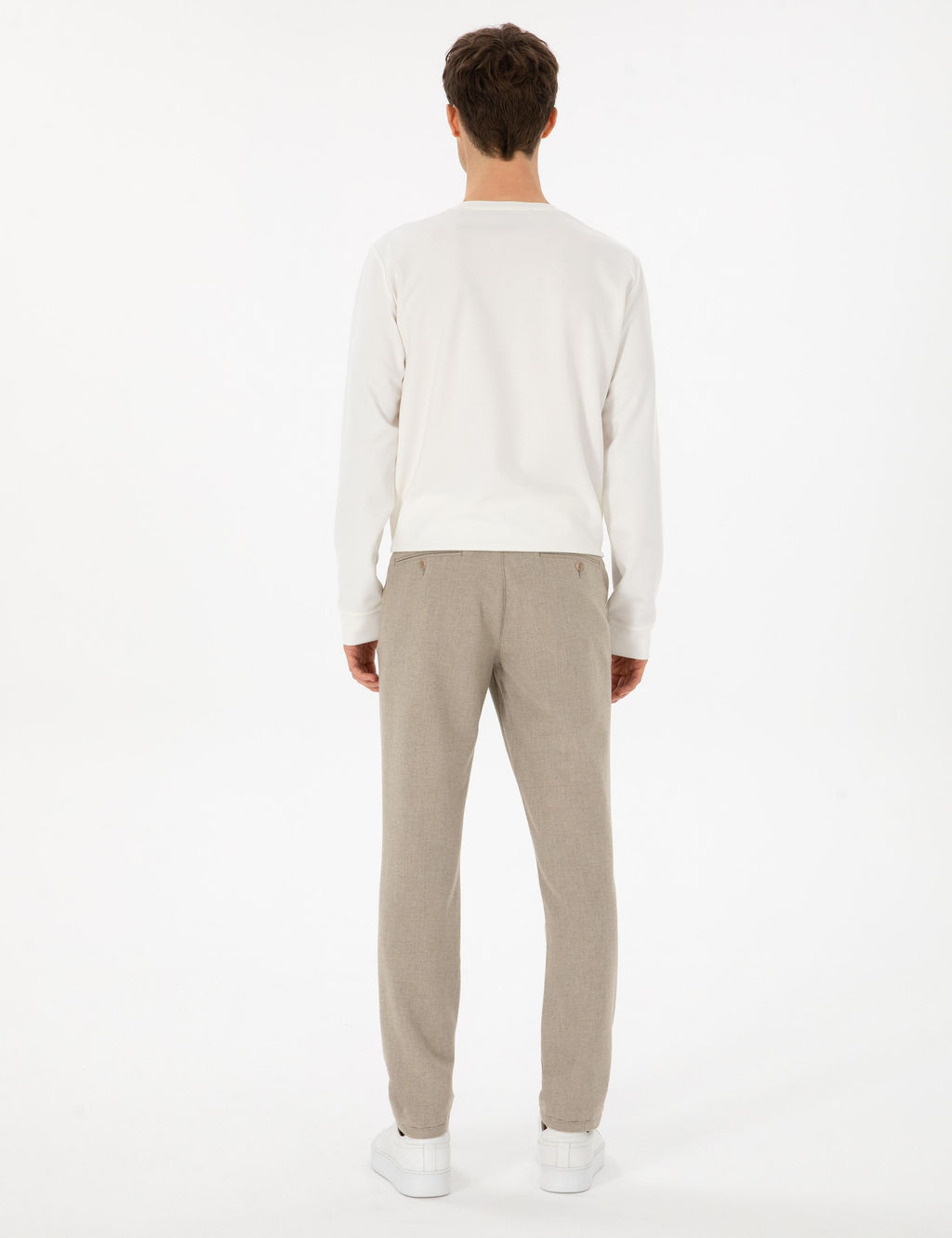Bej Slim Fit Y_n Kar___ml_ Kanvas Pantolon - Cacharel фото 4