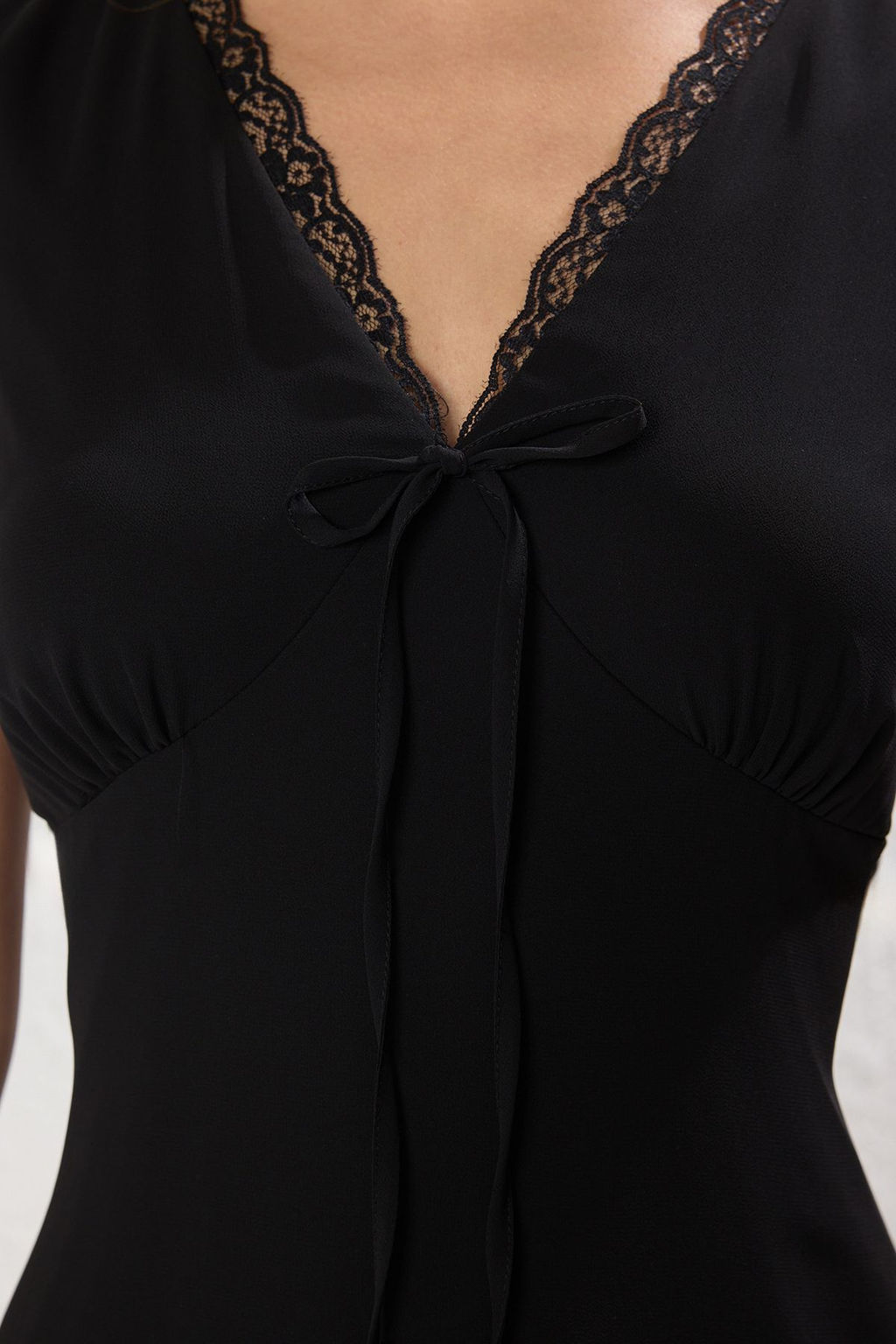 Bordo Duz Kesim Dantel Detayl? Midi Dokuma Elbise TWOSS25EL00409 - Trendyolmilla фото 7