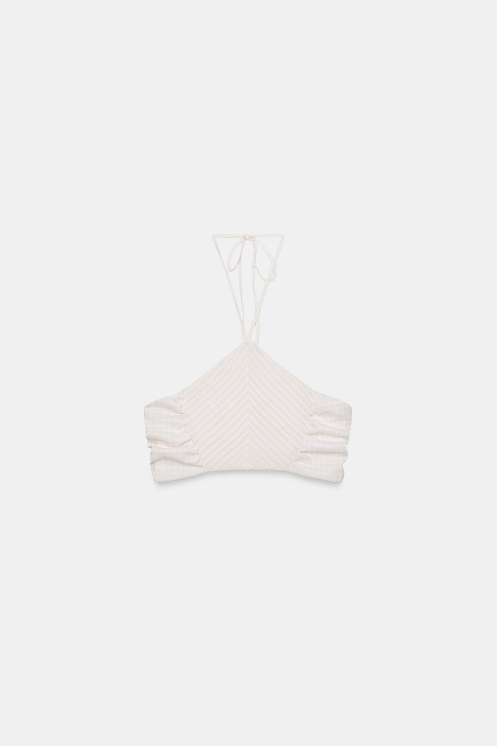 TOP CROP HALTER CUADRO VICHY / Crudo / Beige - Zara фото 5