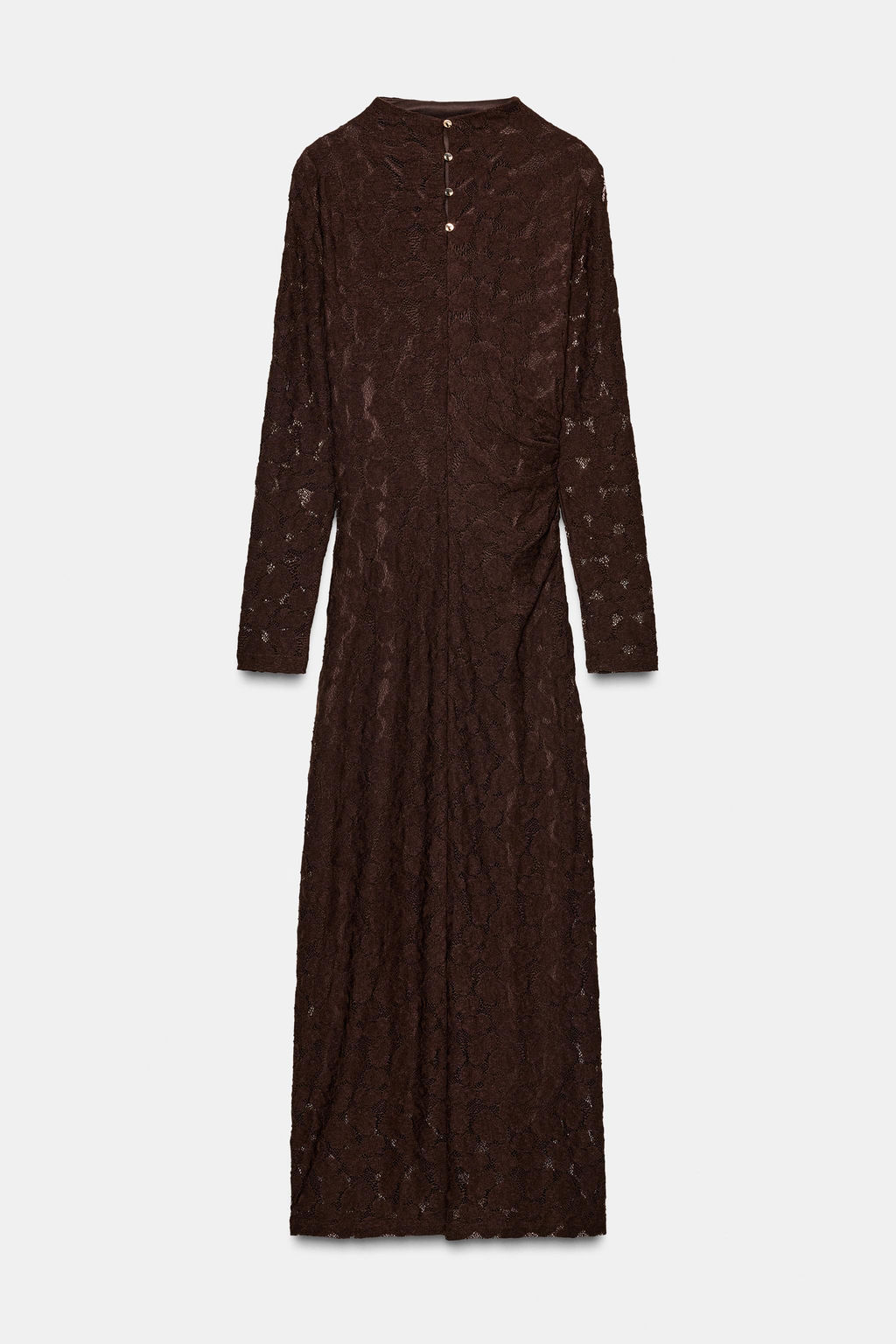 POINTELLE DRAPED MIDI DRESS