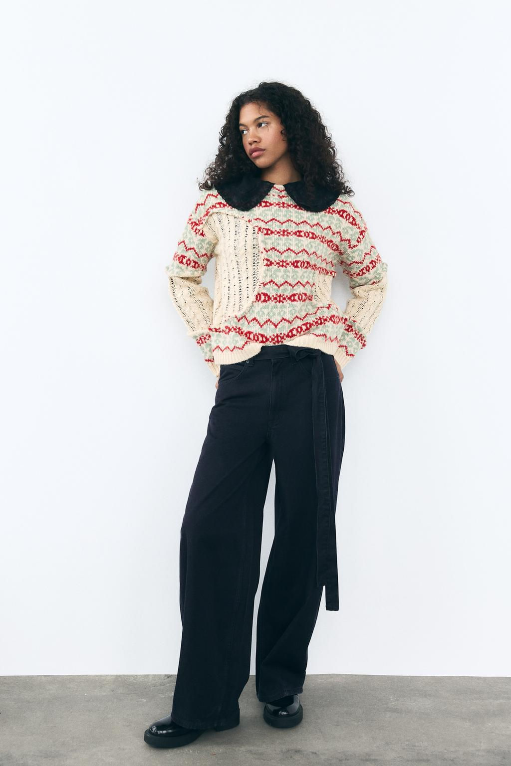 CABLE-KNIT JACQUARD SWEATER