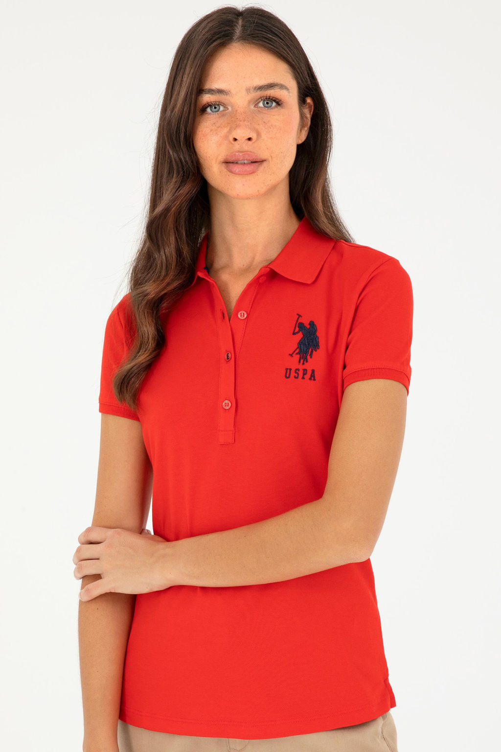 Женская красная базовая футболка Неожиданная скидка в корзине - U.s. polo assn фото 3